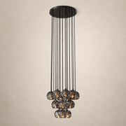 Celestine Smoke Crystal Glass Round Cluster Chandelier 19