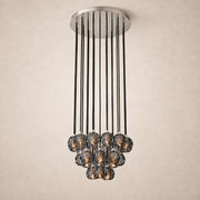 Celestine Smoke Crystal Glass Round Cluster Chandelier 24