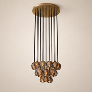Celestine Smoke Crystal Glass Round Cluster Chandelier 24