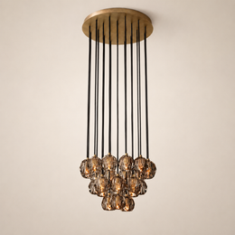 Celestine Smoke Crystal Glass Round Cluster Chandelier 24