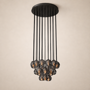 Celestine Smoke Crystal Glass Round Cluster Chandelier 24