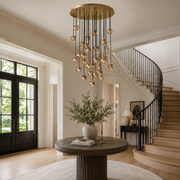 Celestine Smoke Crystal Glass Round Cluster Chandelier 30
