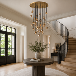Celestine Smoke Crystal Glass Round Cluster Chandelier 30