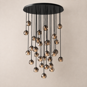 Celestine Smoke Crystal Glass Round Cluster Chandelier 30