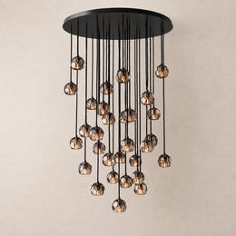 Celestine Smoke Crystal Glass Round Cluster Chandelier 30