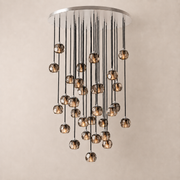 Celestine Smoke Crystal Glass Round Cluster Chandelier 30
