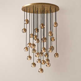 Celestine Smoke Crystal Glass Round Cluster Chandelier 30