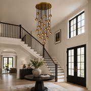 Celestine Smoke Crystal Glass Round Cluster Chandelier 40