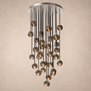 Celestine Smoke Crystal Glass Round Cluster Chandelier 40