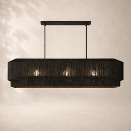 Savelle Natural Jute Rectangular Chandelier 54