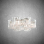 Riva 6 Light Organic Ribbed Glass Pendant Chandelier 27”D
