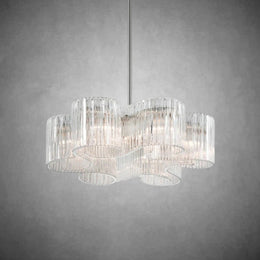 Riva 6 Light Organic Ribbed Glass Chandelier 27”D