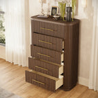 Rhea Solid Oak 5-Drawer Tall Dresser For Bedroom