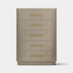 Rhea Solid Oak 5-Drawer Tall Dresser For Bedroom