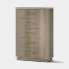 Rhea Solid Oak 5-Drawer Tall Dresser For Bedroom