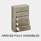 Rhea Solid Oak 5-Drawer Tall Dresser For Bedroom