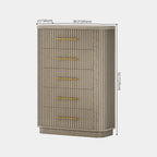 Rhea Solid Oak 5-Drawer Tall Dresser For Bedroom