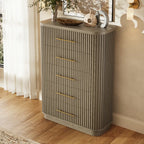 Rhea Solid Oak 5-Drawer Tall Dresser For Bedroom