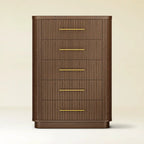 Rhea Solid Oak 5-Drawer Tall Dresser For Bedroom