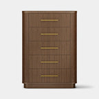 Rhea Solid Oak 5-Drawer Tall Dresser For Bedroom