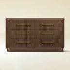 Rhea Solid Oak 6 Drawers Storage Cabinet For Living &Dining Room