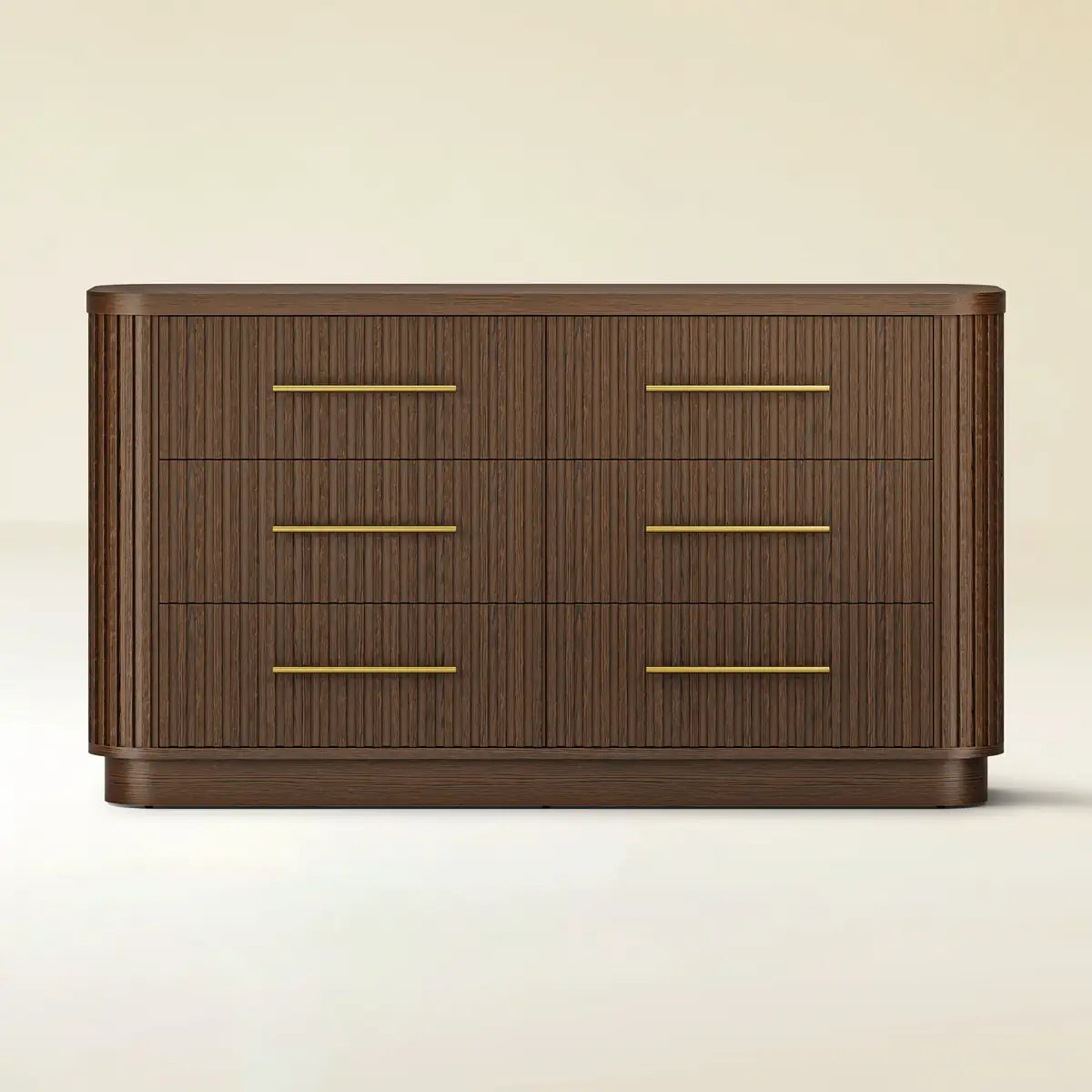 Rhea Solid Oak 6 Drawers Storage Cabinet For Living &Dining Room