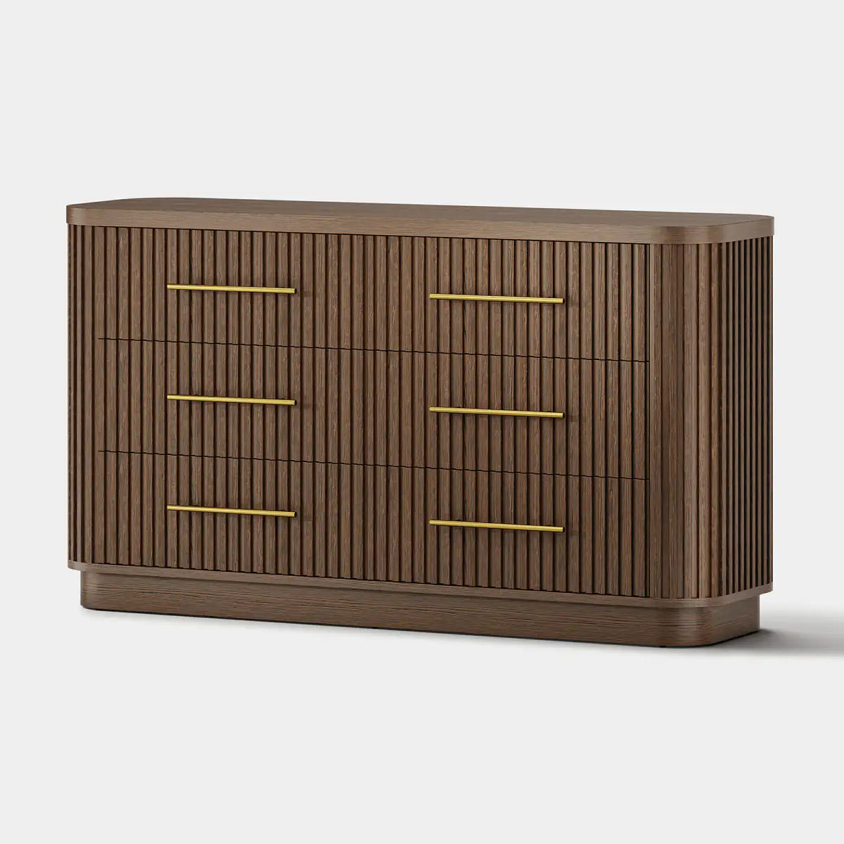 Rhea Solid Oak 6 Drawers Storage Cabinet For Living &Dining Room