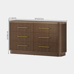 Rhea Solid Oak 6 Drawers Storage Cabinet For Living &Dining Room