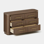 Rhea Solid Oak 6 Drawers Storage Cabinet For Living &Dining Room