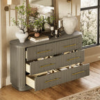 Rhea Solid Oak 6 Drawers Storage Cabinet For Living &Dining Room