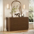 Rhea Solid Oak 6 Drawers Storage Cabinet For Living &Dining Room