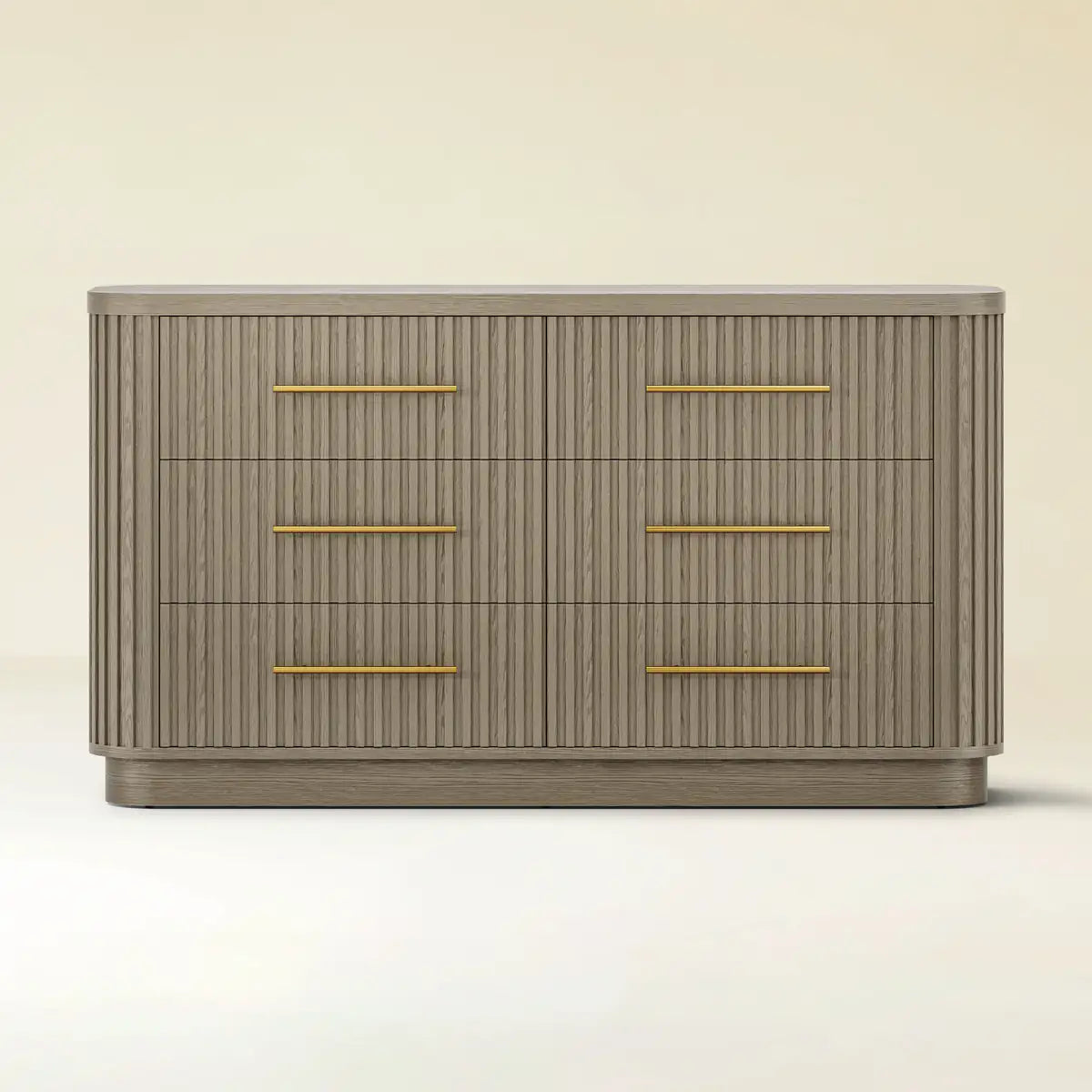 Rhea Solid Oak 6 Drawers Storage Cabinet For Living &Dining Room