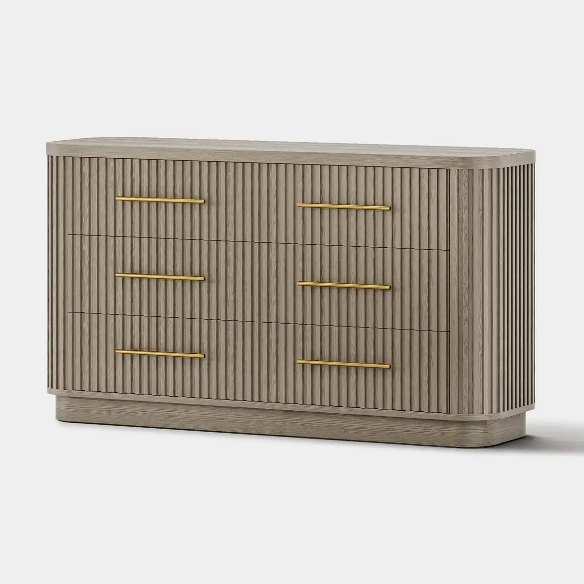 Rhea Solid Oak 6 Drawers Storage Cabinet For Living &Dining Room