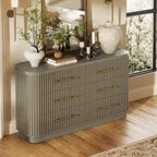 Rhea Solid Oak 6 Drawers Storage Cabinet For Living &Dining Room