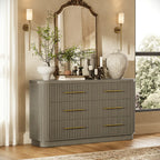 Rhea Solid Oak 6 Drawers Storage Cabinet For Living &Dining Room