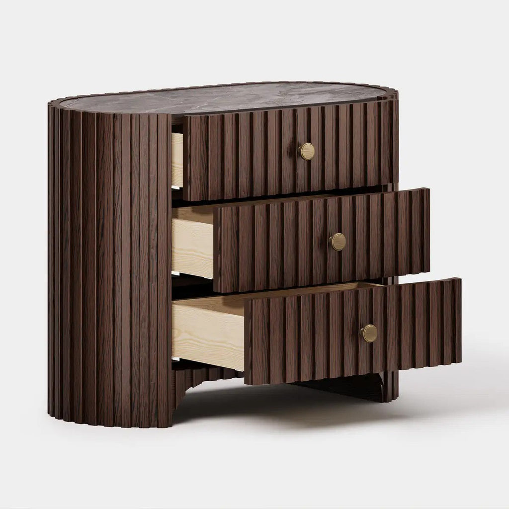 Rhea Solid Oak Nightstand For Bedroom