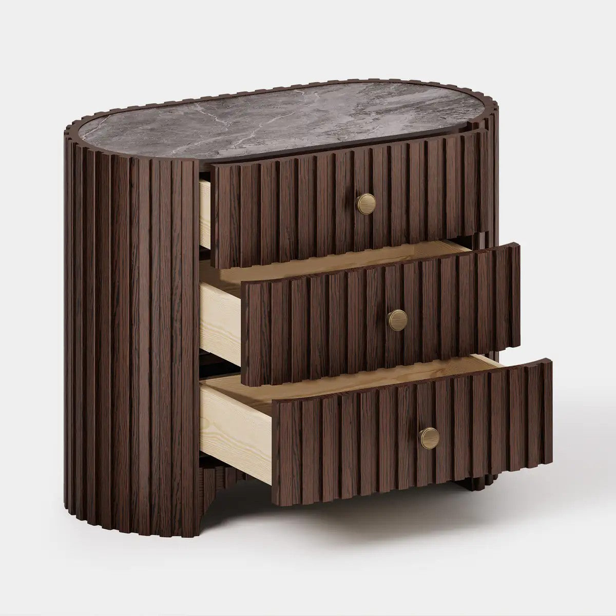 Rhea Solid Oak Nightstand For Bedroom