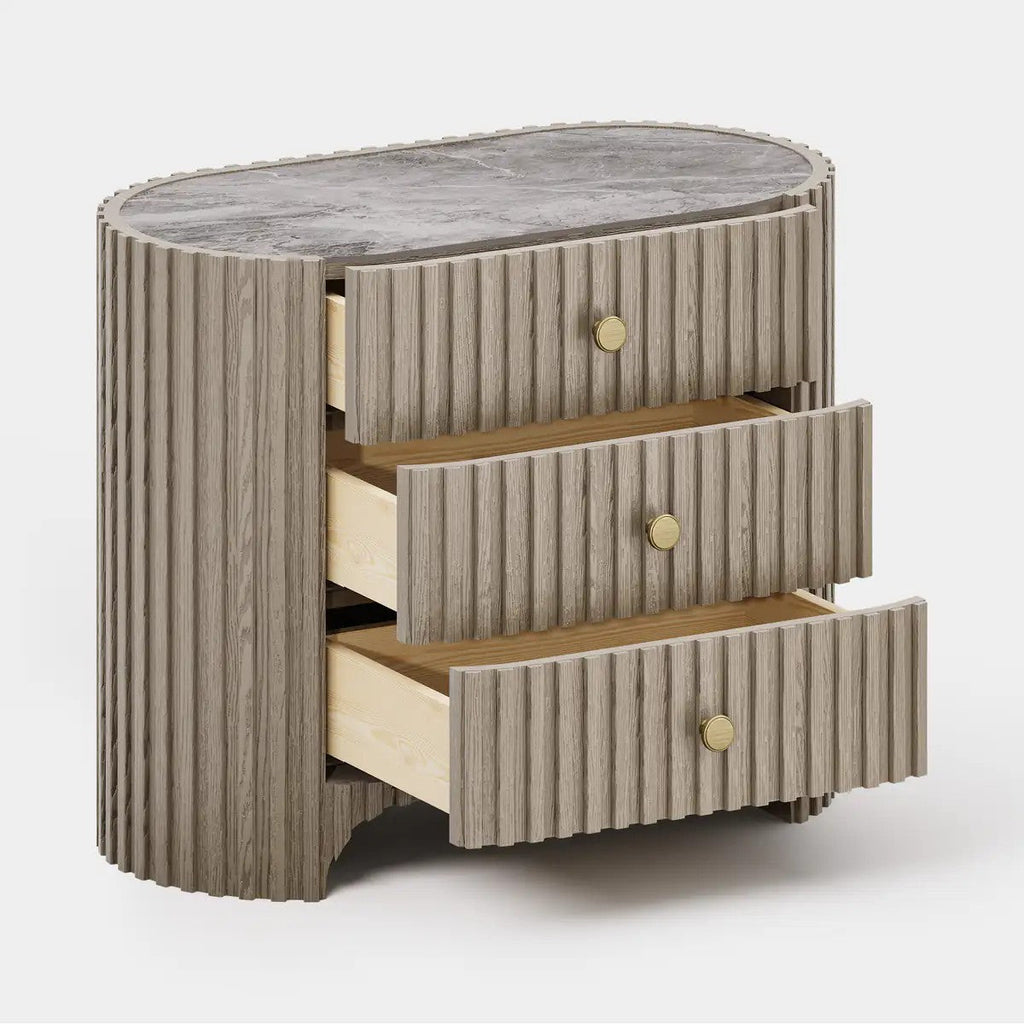 Rhea Solid Oak Nightstand For Bedroom
