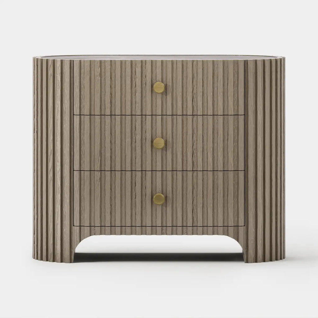 Rhea Solid Oak Nightstand For Bedroom