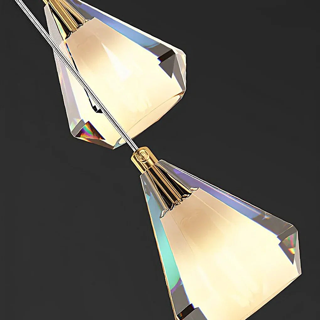 Creative Crystal Shade Three Step Dimming Nordic Staircase Chandelier