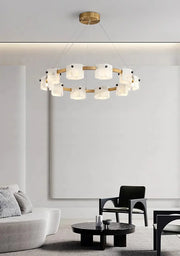 Diamond Shaped Alabaster Ring Chandelier