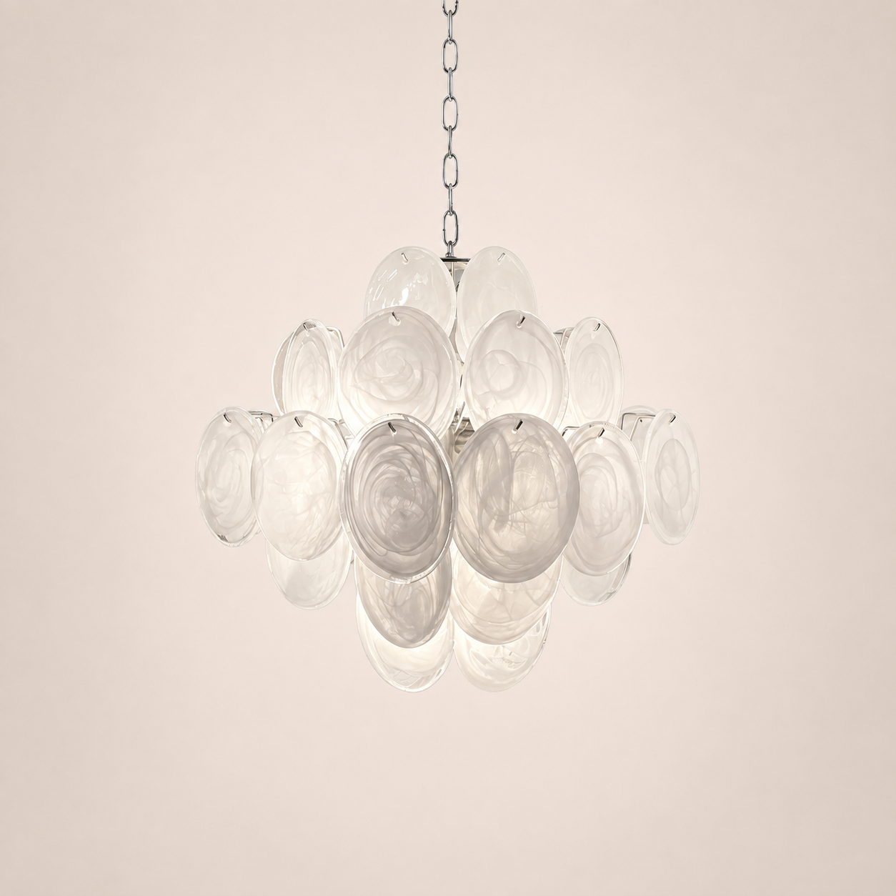 Dora Handblown Disc Glass Chandelier 19.7" White