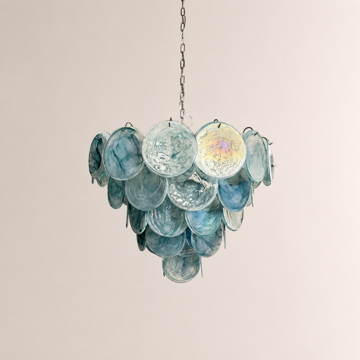 Dora Handblown Disc Glass Chandelier 27.6" Blue
