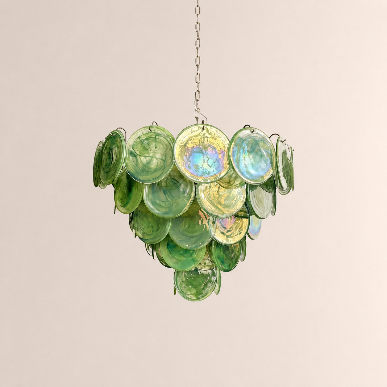 Dora Handblown Disc Glass Chandelier 27.6" Green