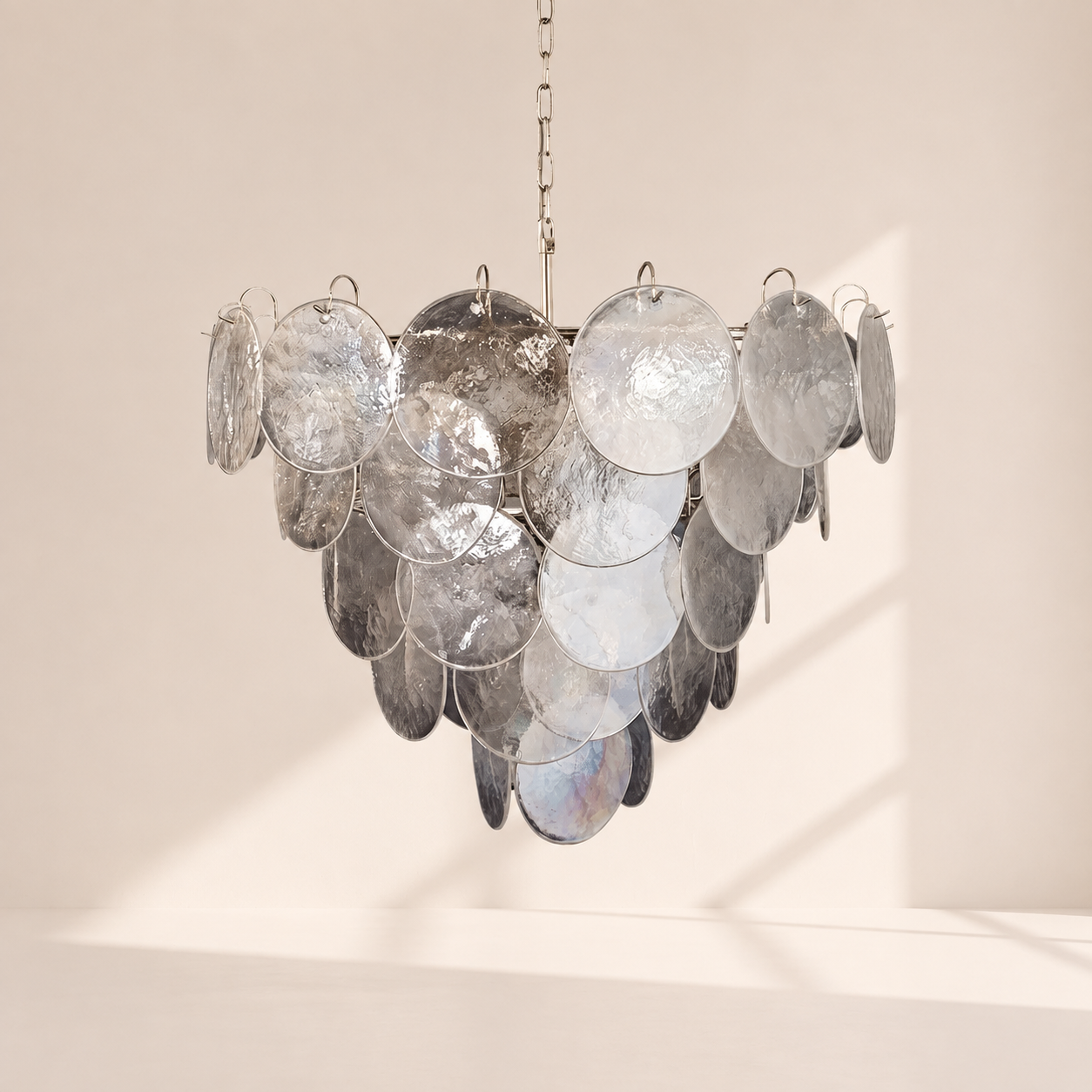 Dora Handblown Disc Glass Chandelier 27.6" Iridescent Clear