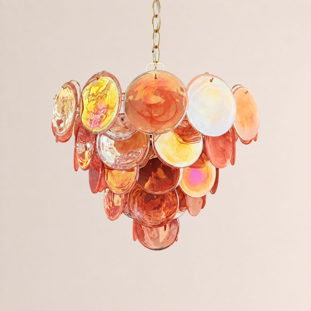 Dora Handblown Disc Glass Chandelier 27.6" Pink