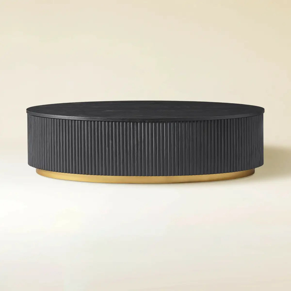 Owen Solid Oak Fluted Coffee Table 55"W For Living Room