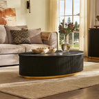 Owen Solid Oak Fluted Coffee Table 55"W For Living Room