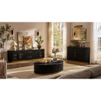 Owen Solid Oak Fluted Coffee Table 55"W For Living Room