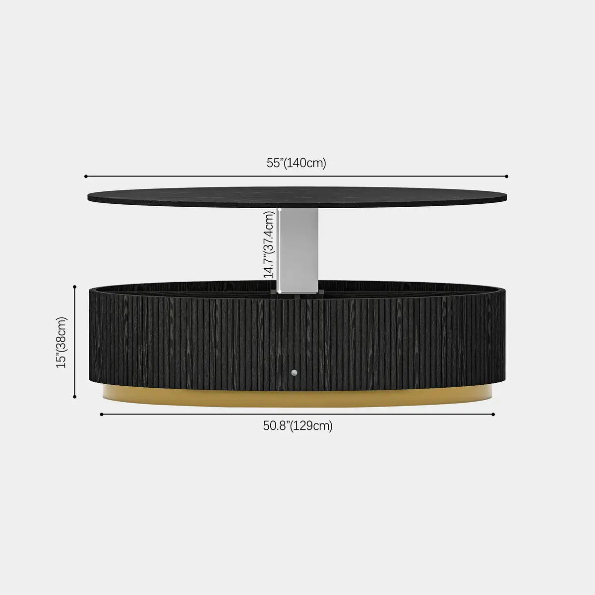 Owen Solid Oak Fluted Coffee Table 55"W For Living Room